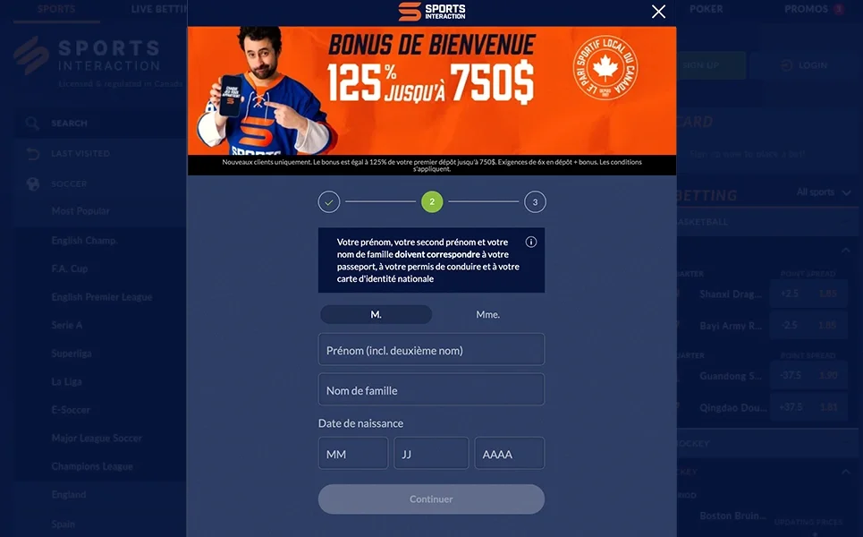 Saisissez vos renseignements personnels.
